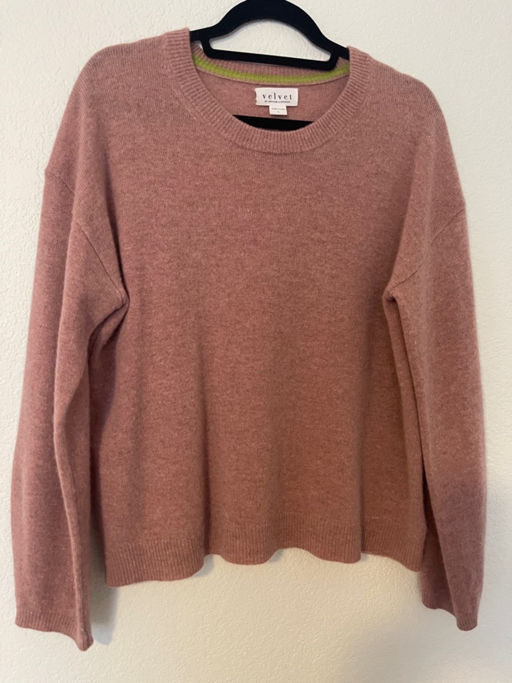 Velvet Rose-Pink Cashmere Crewneck Sweater